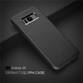 Луксозен силиконов гръб ТПУ кожа дизайн за Samsung Galaxy S8 G950 черен